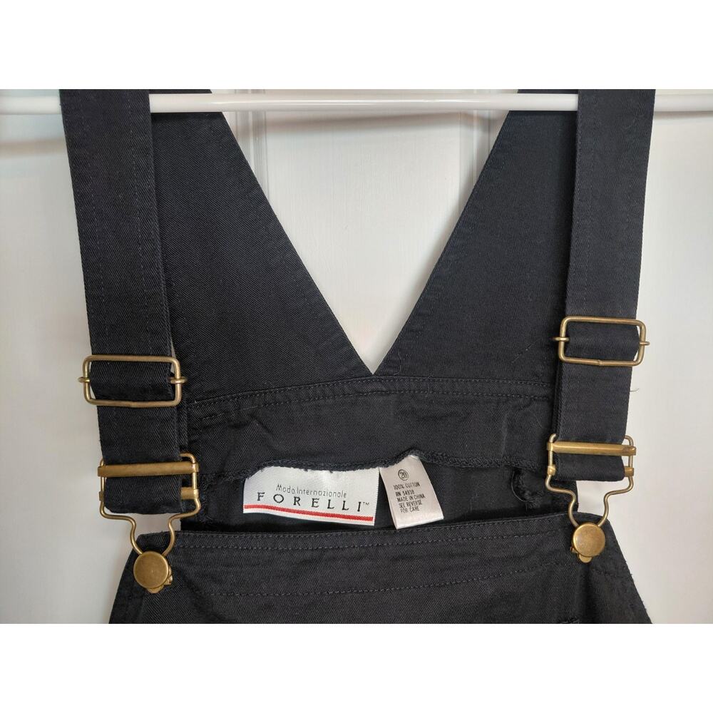 Vintage Forelli Black Cotton Utility Short Overalls Grunge Workwear Size 20 Plus - Picture 7 of 14